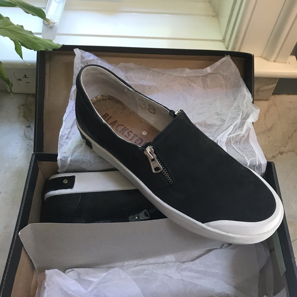 Black Leather Slip On Sneaker